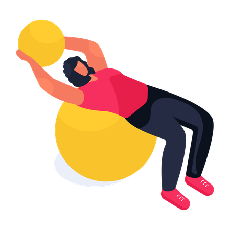 Mann macht Übungen mit Ball  Illustration