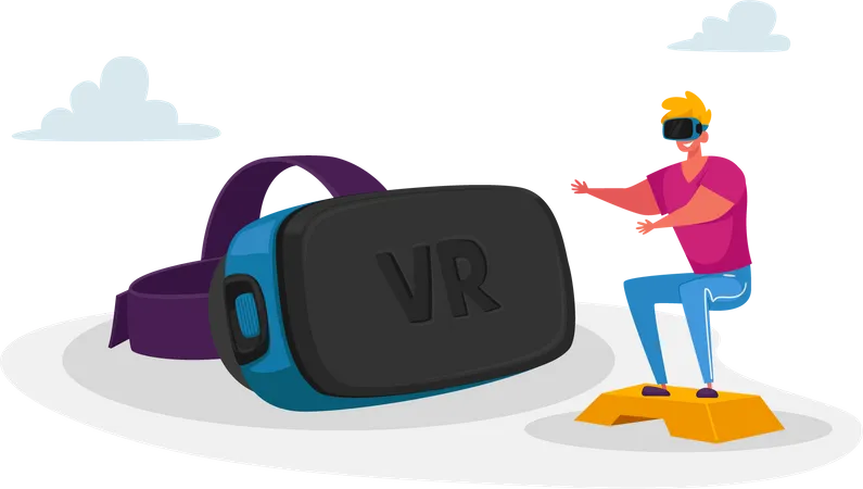 Mann macht Übungen mit VR-Box  Illustration