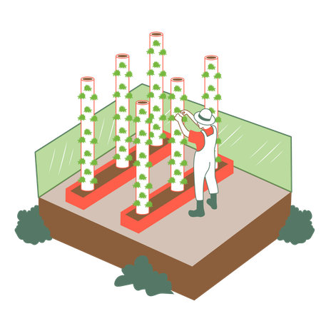 Mann betreibt urbane Landwirtschaft  Illustration