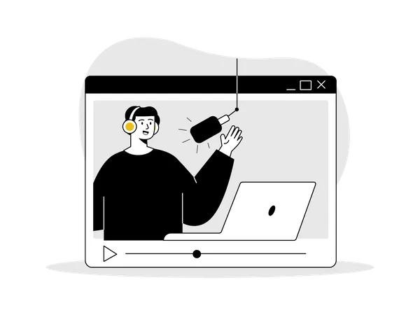 Mann macht Online-Video-Podcasting  Illustration