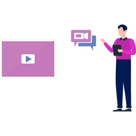 Mann macht Videoanruf  Illustration