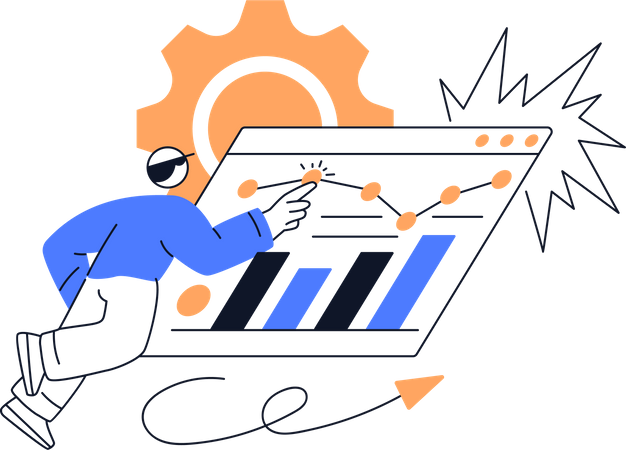 Mann führt Webanalyse durch  Illustration