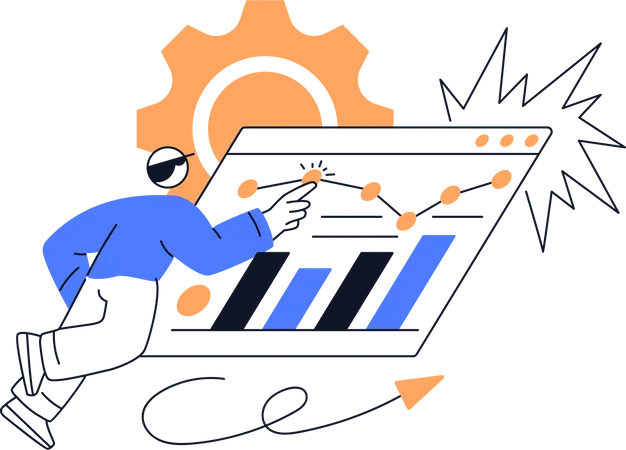 Mann führt Webanalyse durch  Illustration