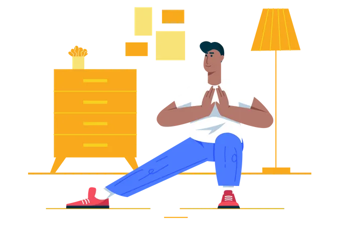 Mann macht Yoga zu Hause  Illustration