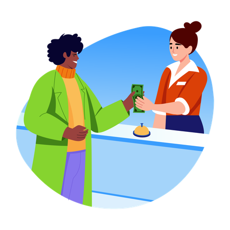 Mann beim Bezahlen  Illustration
