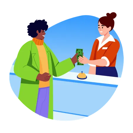 Mann beim Bezahlen  Illustration