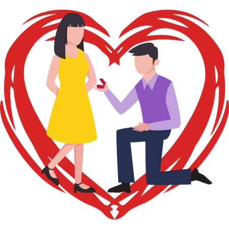 Mann machte Mädchen am Valentinstag einen Heiratsantrag  Illustration