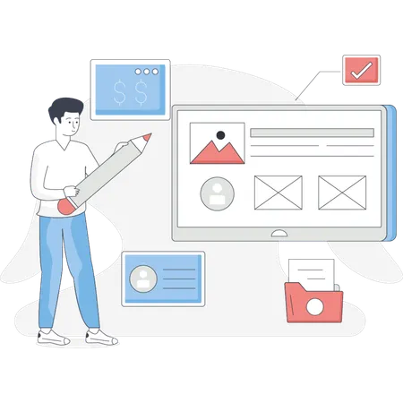 Mann macht Webdesign  Illustration
