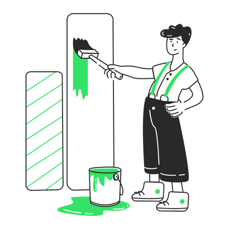 Mann malt Diagramme  Illustration