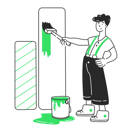 Mann malt Diagramme  Illustration