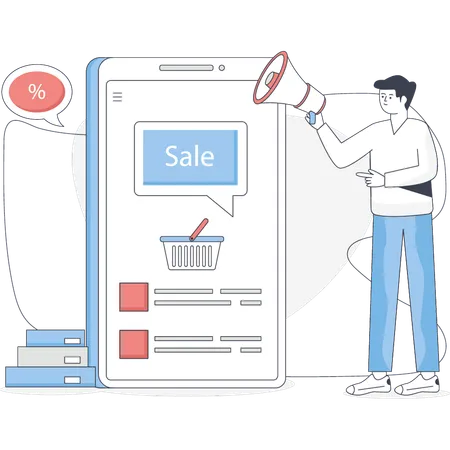 Mann Marketing Shopping Verkauf  Illustration