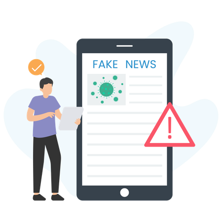 Mann meldet Fake News  Illustration