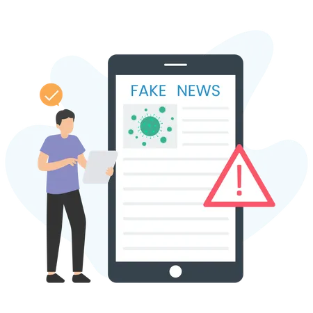 Mann meldet Fake News  Illustration