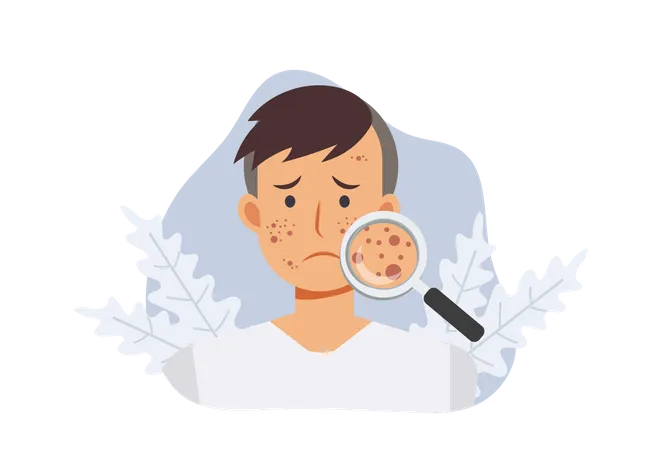 Mann mit Akne-Hautproblem  Illustration