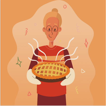 Mann mit Apfelkuchen  Illustration