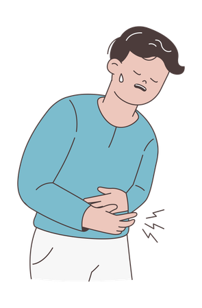 Mann mit Bauchschmerzen  Illustration