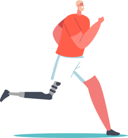 Mann mit Beinprothese läuft  Illustration