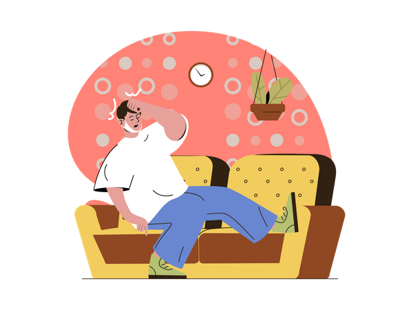 Mann mit Symptomen des Coronavirus  Illustration