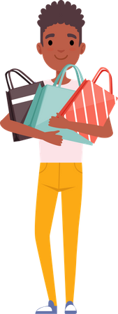 Mann mit Einkaufstüten  Illustration