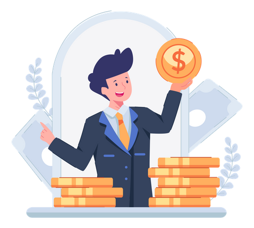 Mann mit geliehenem Geld  Illustration