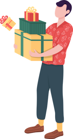 Mann mit Geschenkboxen  Illustration