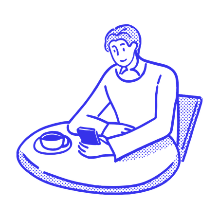 Mann mit Kaffee im Café  Illustration