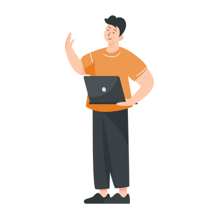 Mann mit Laptop  Illustration