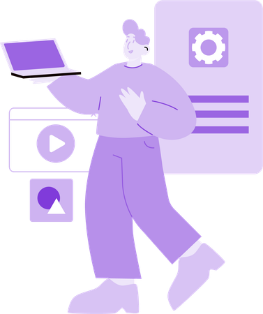 Mann mit Laptop arbeitet an Web-UI-Design  Illustration
