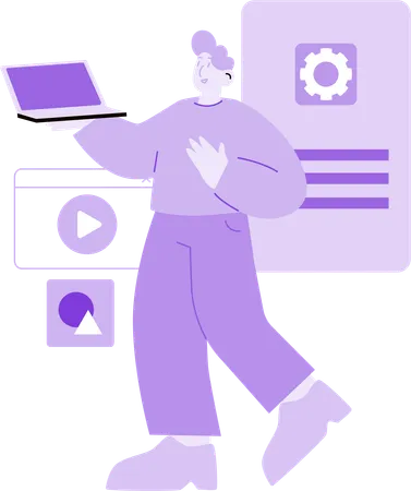 Mann mit Laptop arbeitet an Web-UI-Design  Illustration