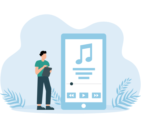 Mann mit MP3-App-Player  Illustration