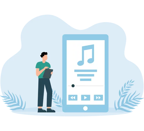 Mann mit MP3-App-Player  Illustration