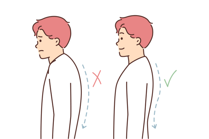 Mann mit schlechter Körperhaltung  Illustration