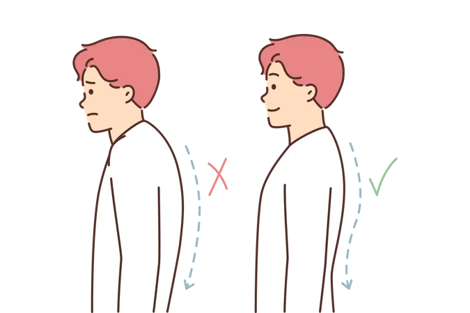 Mann mit schlechter Körperhaltung  Illustration