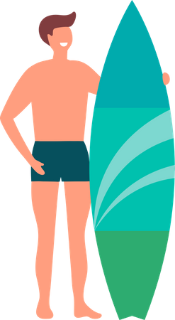 Mann mit Surfbrett  Illustration
