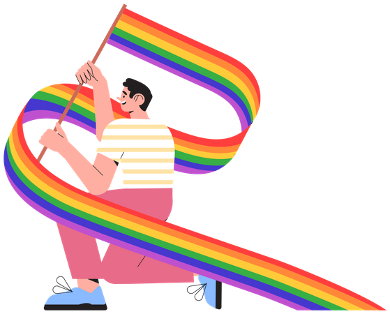 Mann nimmt an der Feier des Pride-Monats teil  Illustration