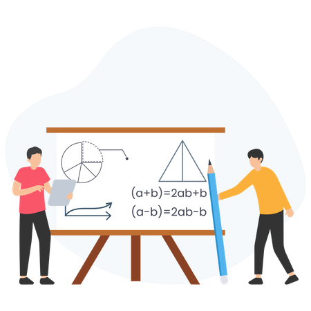 Mann nimmt an einer Mathe-Vorlesung teil  Illustration