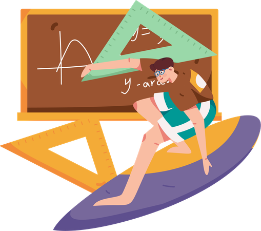 Mann nimmt an einer Mathe-Vorlesung teil  Illustration