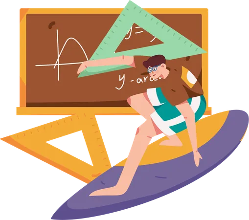 Mann nimmt an einer Mathe-Vorlesung teil  Illustration