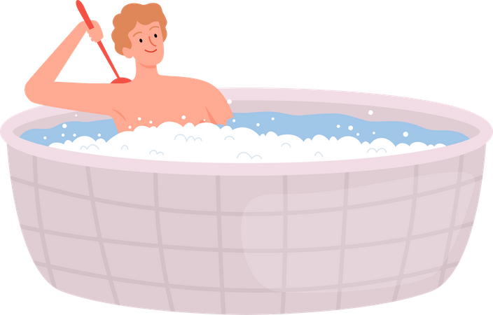 Mann beim Baden  Illustration