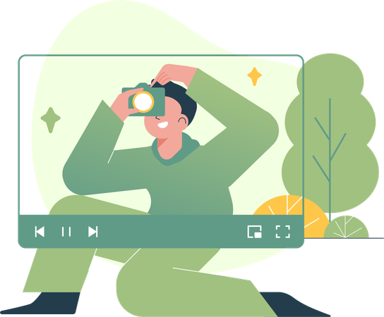 Mann nimmt Bild auf Video auf  Illustration