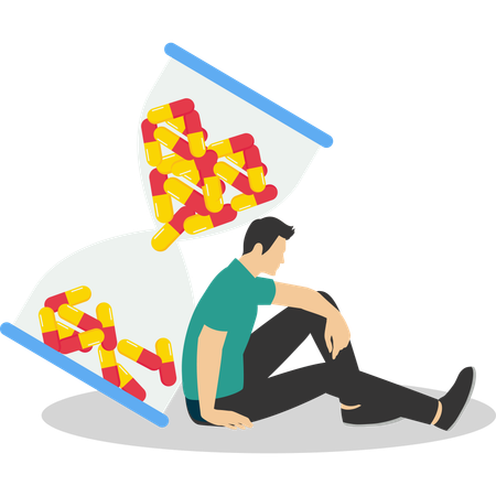 Mann nimmt Medizin pünktlich ein  Illustration