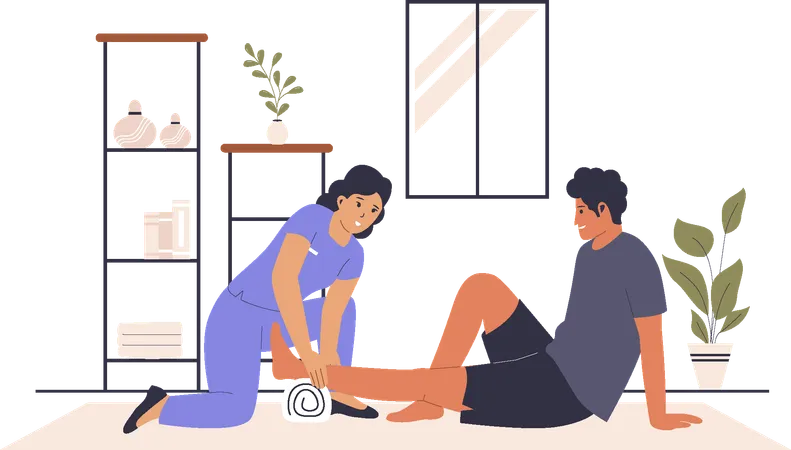 Mann in Rehabilitationstherapie  Illustration