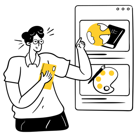 Mann nutzt Bildungs-App  Illustration