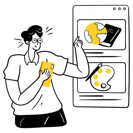 Mann nutzt Bildungs-App  Illustration