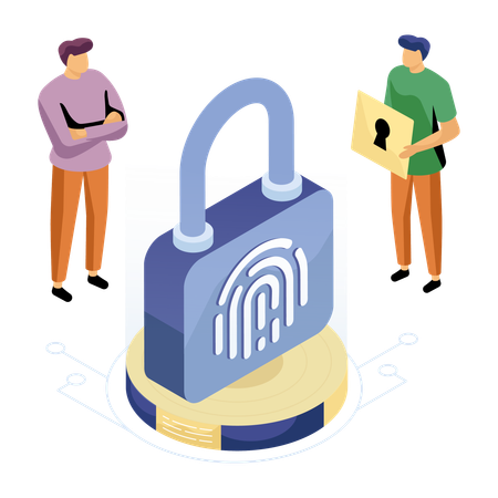 Mann nutzt biometrische Sicherheit  Illustration