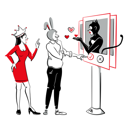 Mann nutzt Dating-Site  Illustration