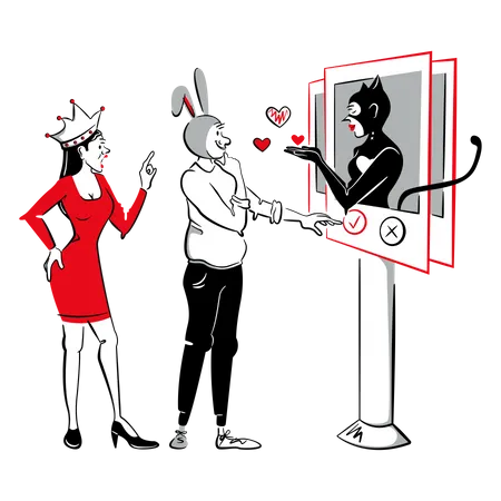Mann nutzt Dating-Site  Illustration