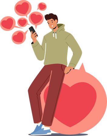 Mann nutzt Online-Dating-App  Illustration