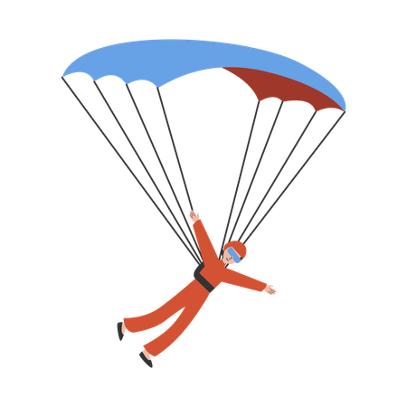 Mann hoch im Wolken-Paragliding  Illustration