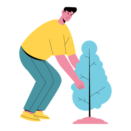 Mann pflanzt Baum  Illustration
